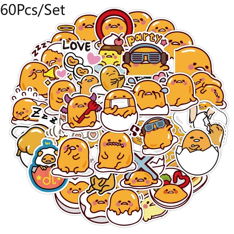 [T] 60Pcs/Set Gudetama Stickers Anime Waterproof Stickers Decal For ...