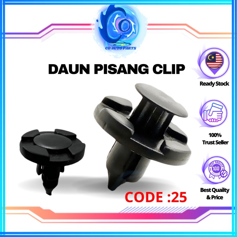 Car Clip, Bumper Clip, Daun Pisang Clip (8MM)Klip Kereta Not PVC