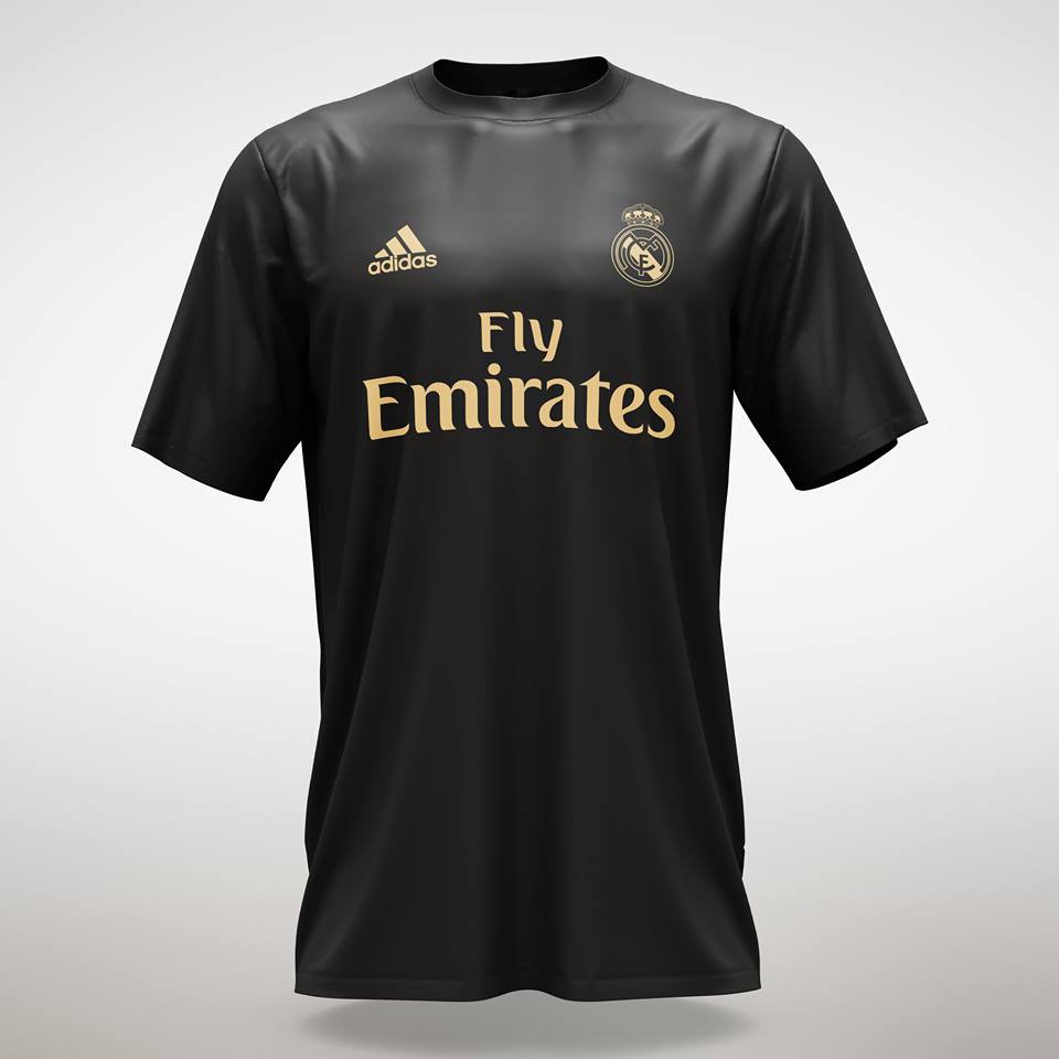 Real madrid jersey black best sale and gold