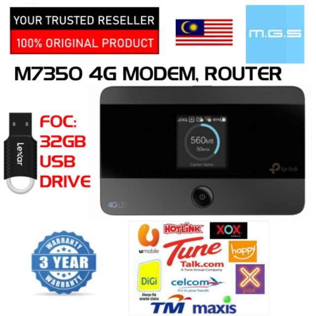 (FOC 32GB USBDRIVE) M7350 4G WIFI Wireless WiFi Modem Router DIGI