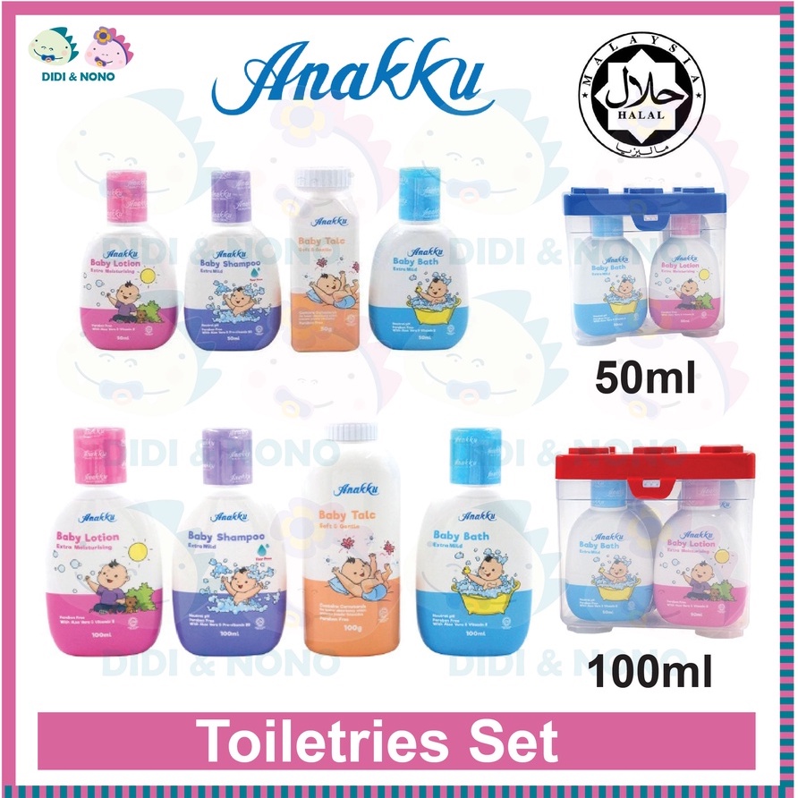 Anakku Toiletries 50ml or 100ml Set Mandian Anakku 4 in 1 mandian ...