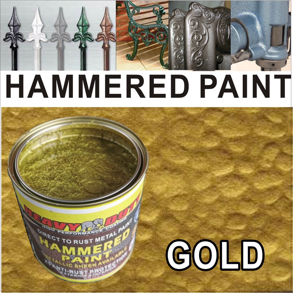 1L ( GOLD ) HAMMERED PAINT ( METALLIC PAINT HEAVY DUTY ) HAMMERTONE / HAMMERITE Direct to rust