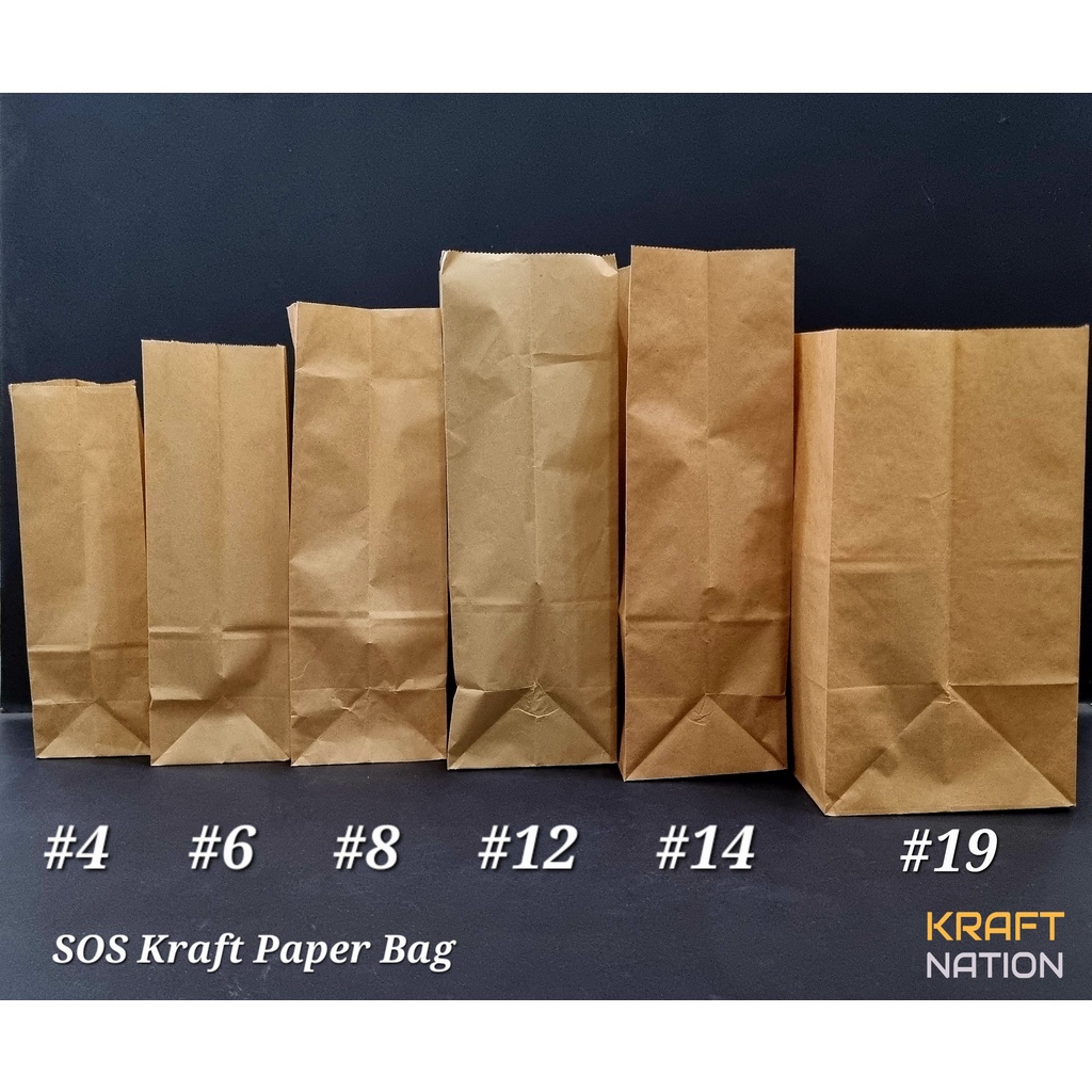 [Wholesale] Kraft SOS Paper Bag#4/6/8/12/14/19 Brown Paper Bag Take ...