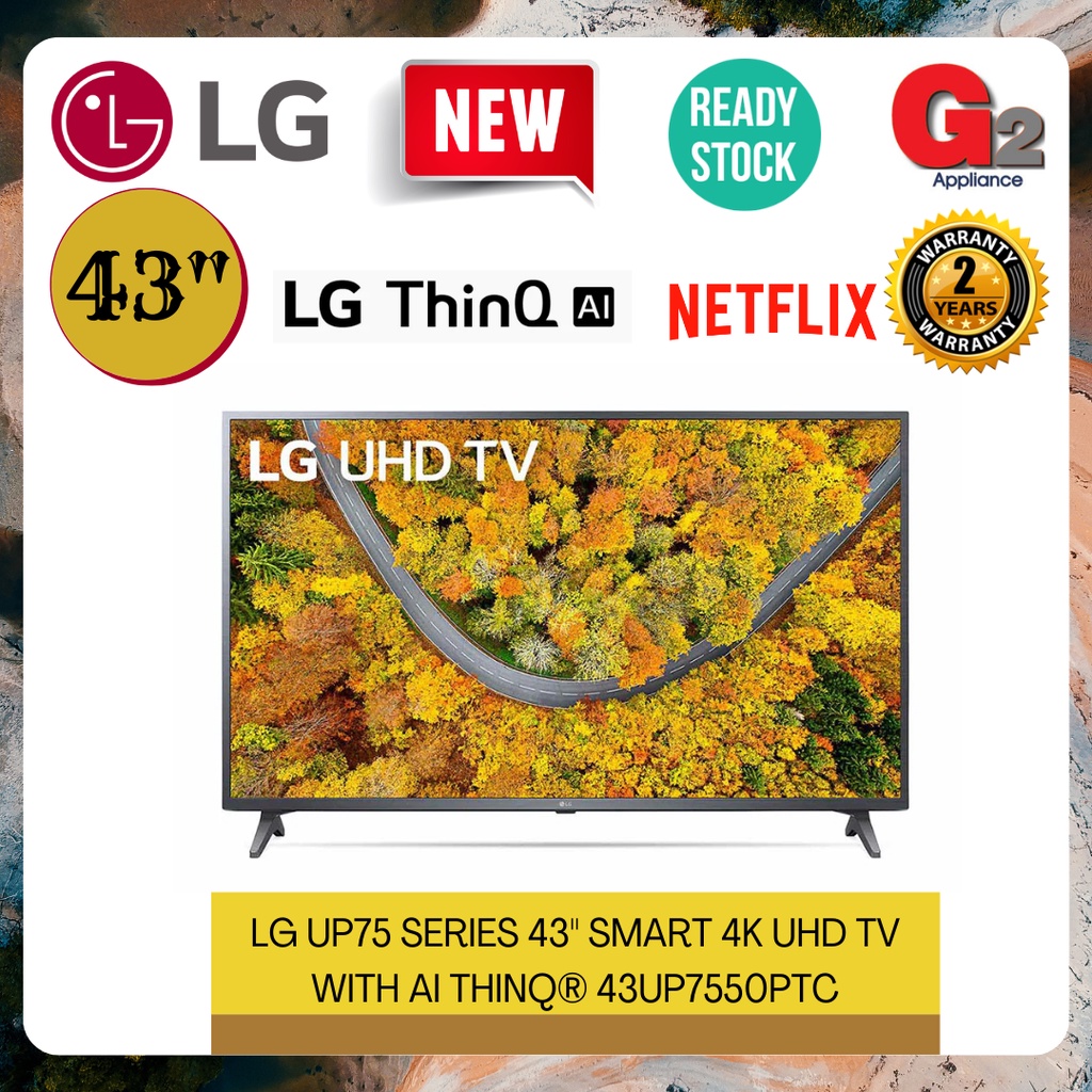 LG (Ready Stock) 43'' Smart 4k UHD TV with AI ThinQ® 43UP7550PTC LG