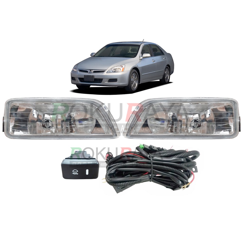 Smoke Lens Fog Lights + Switch For 06-07 Honda Accord 2Dr (H11 Bulbs Included)