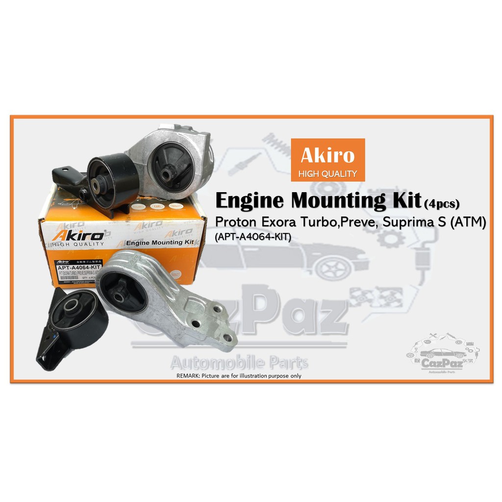 Akiro-Engine Mounting Kit (4 pcs) Proton Exora Turbo,Preve, Suprima S ...