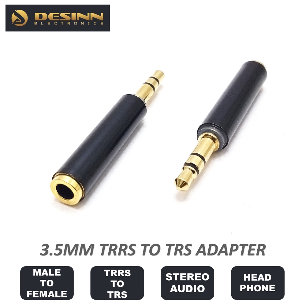 TRRS to TRS Adapter 3.5mm Plug Jack Connector Converter for Phone Earphone Headphone Earbuds