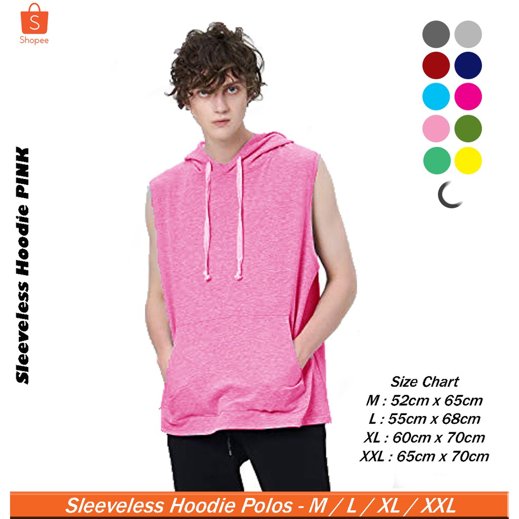 Pink on sale sleeveless hoodie