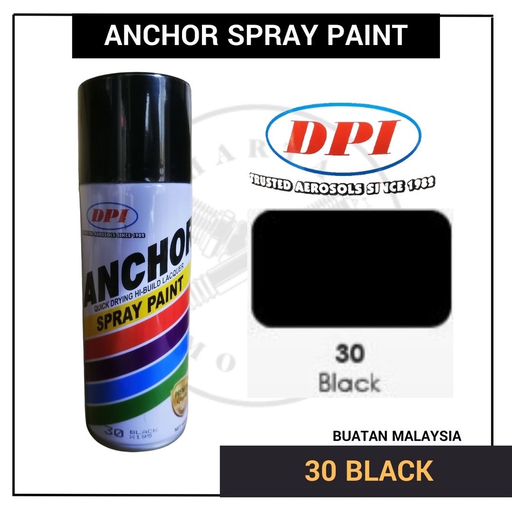 100 ORIGINAL ANCHOR SPRAY PAINT STANDARD 30 Black 400ML Bike