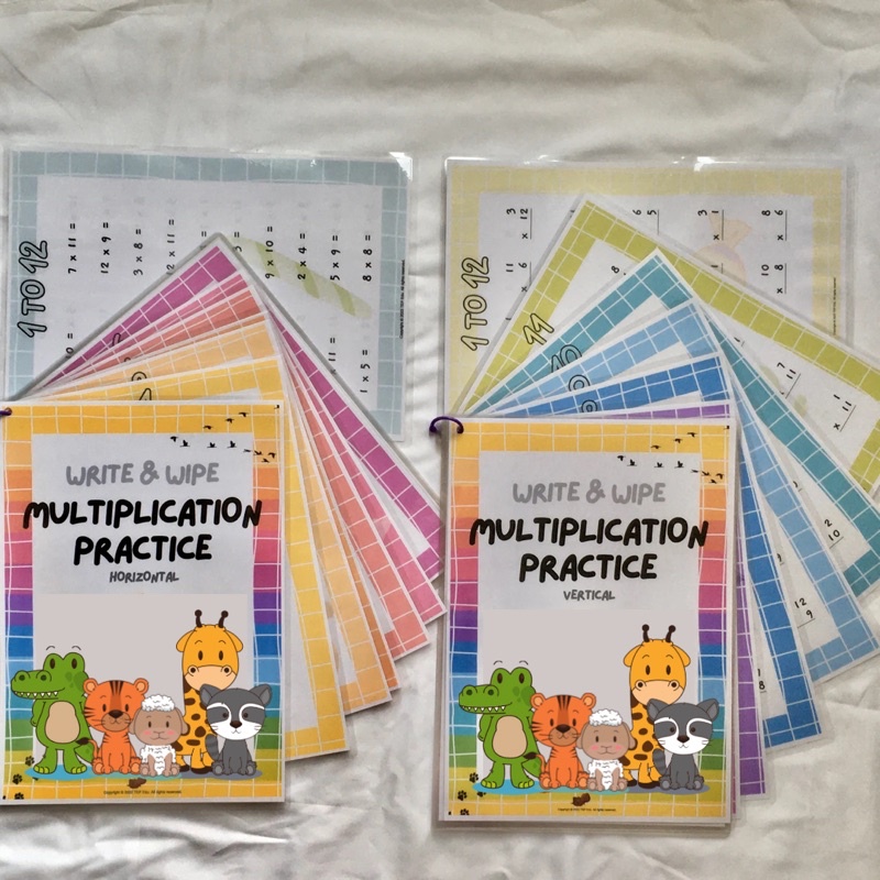 Multiplication Practice (Write & Wipe) [Times Table Practice, Latihan ...