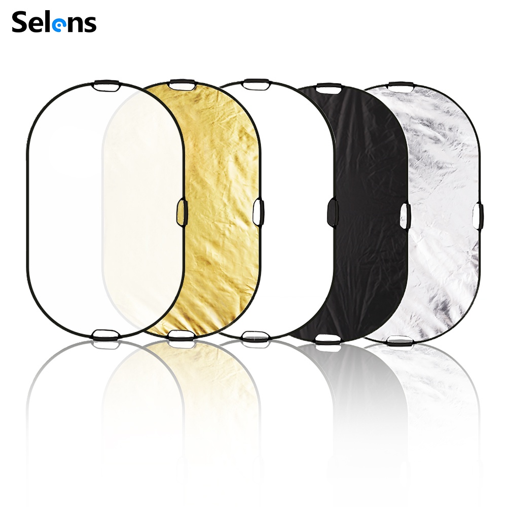 Selens 80cm (31.5") 5-in-1 Triangle Portable Reflector – Collapsible Panel Kit – Black/Gold/Silver/White/Translucent