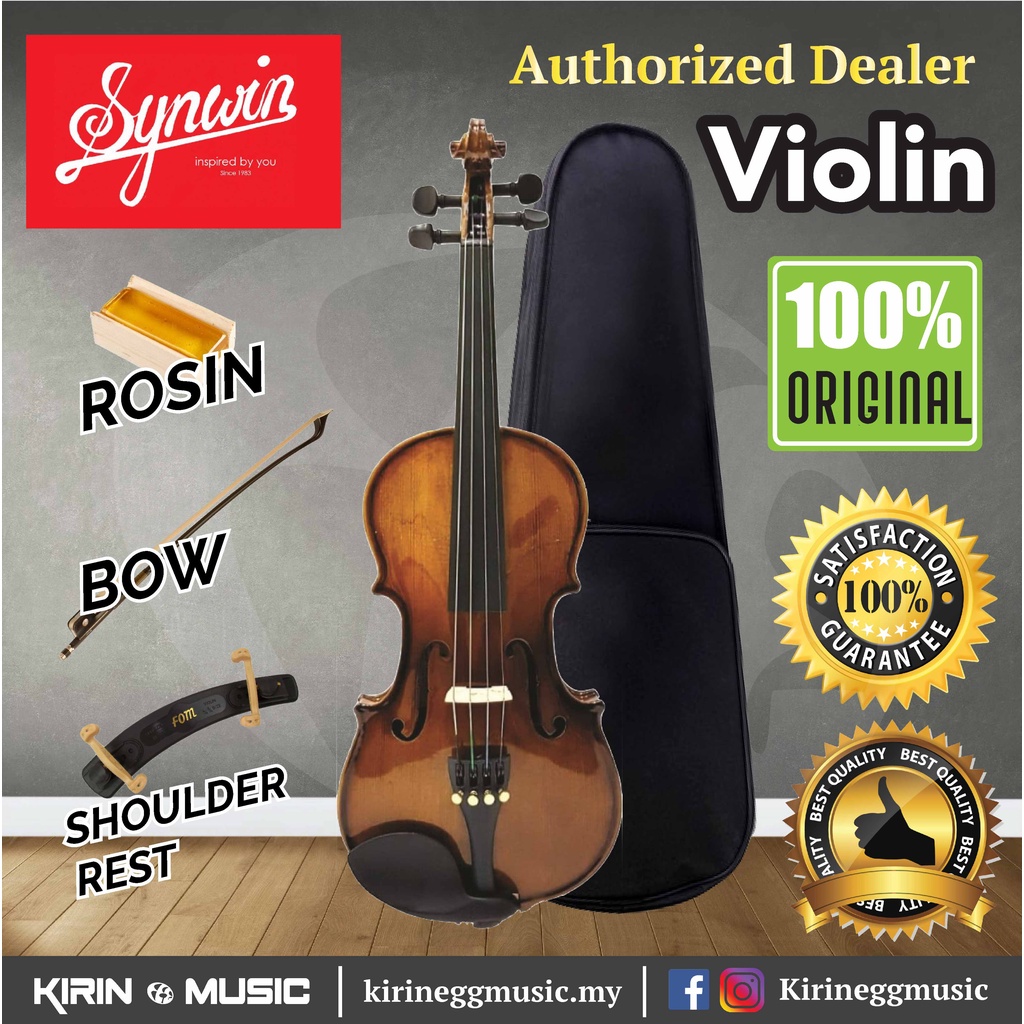 Synwin Violin Set with Case, Rosin, Bow, Louder Bright Sound, 1/4, 1/2 ...