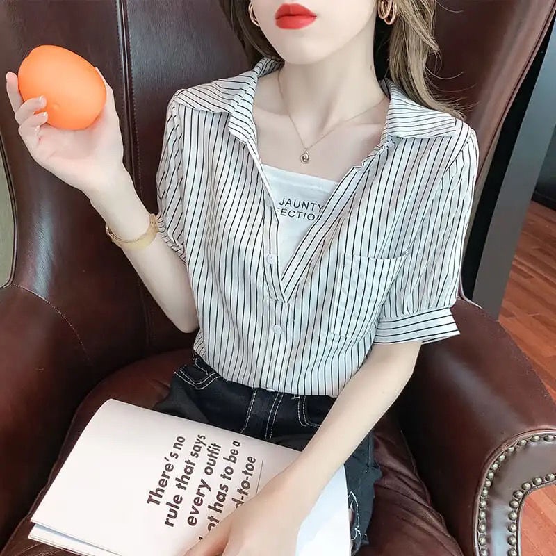 Summer Short Sleeve Shirt Women's New Western Design Thin Top Shopee Malaysia