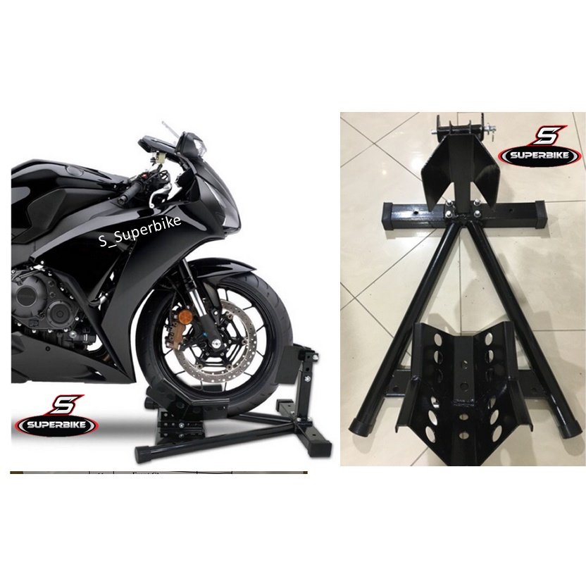 Motorcycle Wheel Chock Compatible With Cruiser DH149 Front Stand Constands Easy Plus Black 149658 0