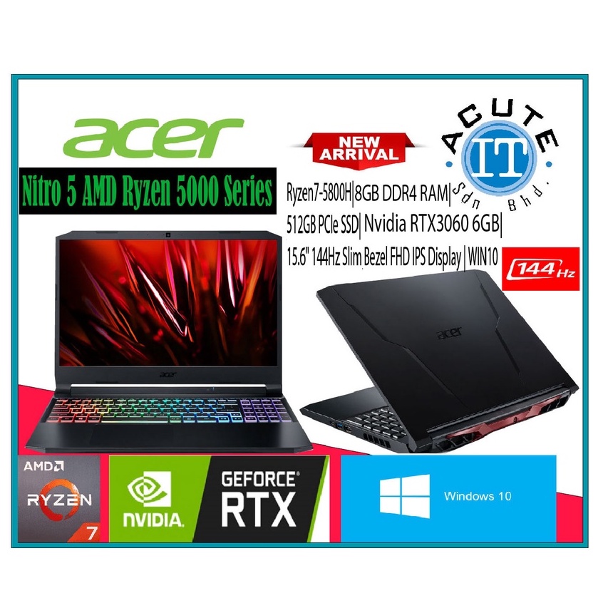  Acer Nitro 5 Gaming Laptop, 15.6 144Hz FHD IPS
