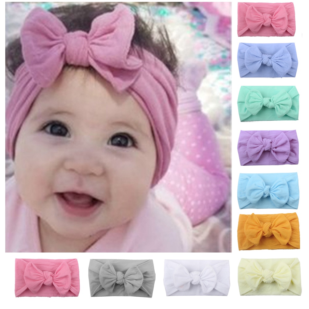 1Pc New Baby Headband For Girls Soft Elastic Knot Turban Nylon ...