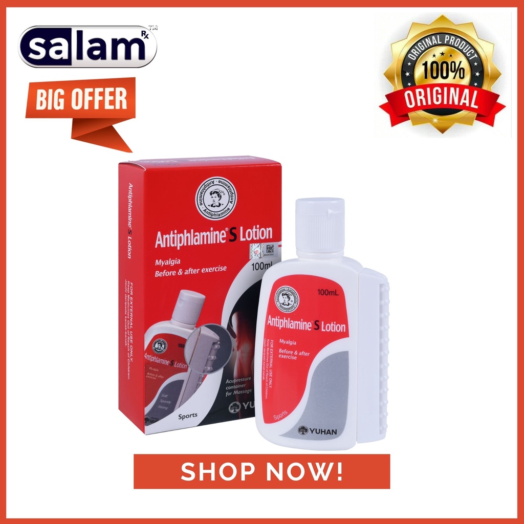 ANTIPHLAMINE S LOTION 100ML (UNTUK MELEGAKAN SAKIT BADAN)EXP 2/2026 ...