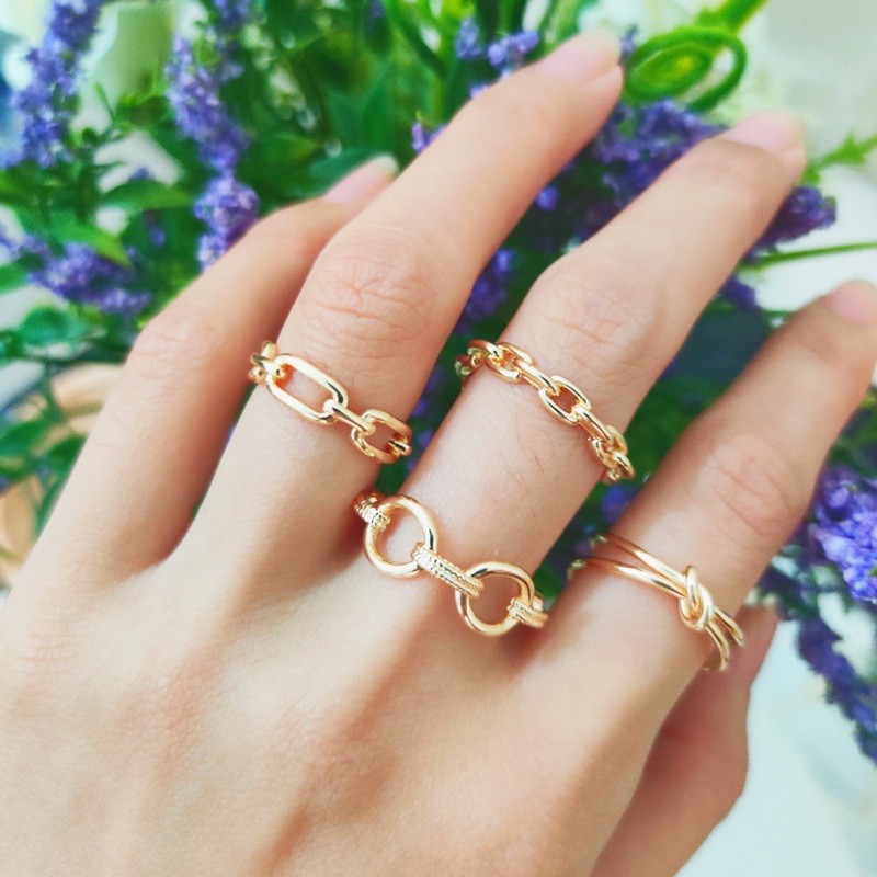 theta Minimalist korean Chain Ring adjustable 14K rolled gold ring simple everyday ring fashion accessories Shopee Malaysia