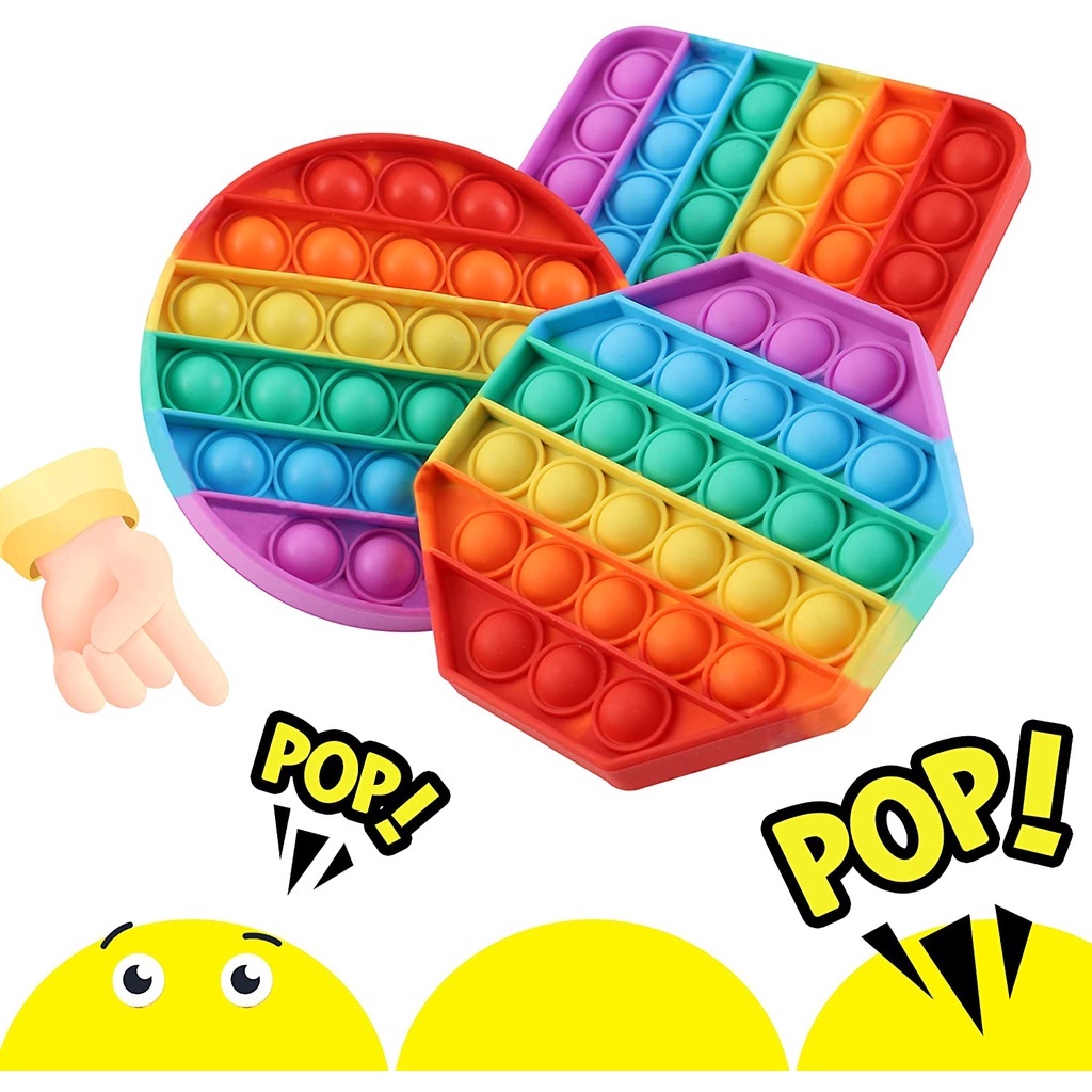 SF_ Rainbow Push Pop It Bubble Sensory Fidget Toys, Squeeze Sensory Toy
