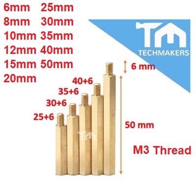 M3 Male to Female Brass Screw Thread PCB Stand-off Spacer(6+6 * 50+6)