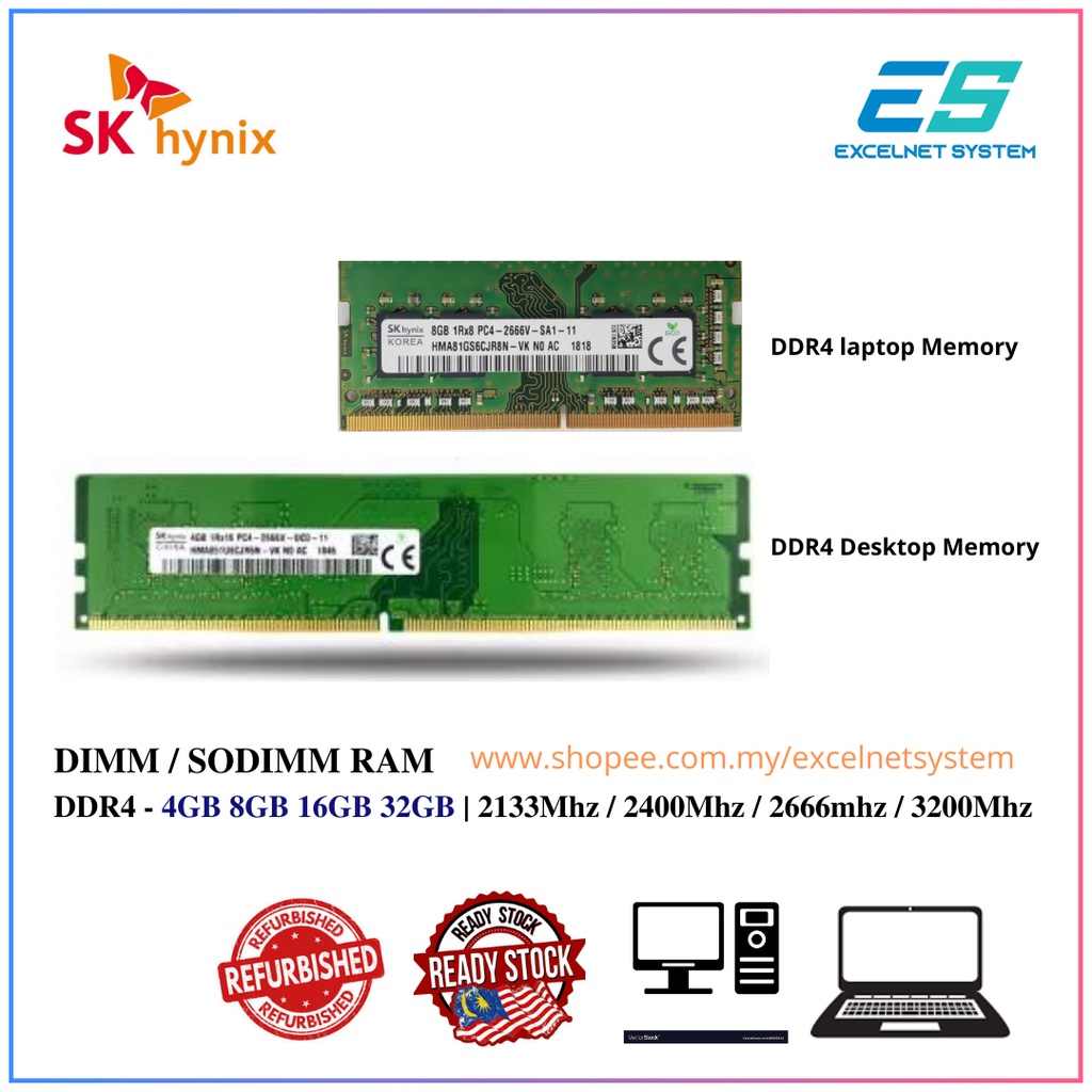 SK HYNIX | DDR4 4GB/8GB/16GB/32GB | Notebook/Desktop Ram | Shopee Malaysia