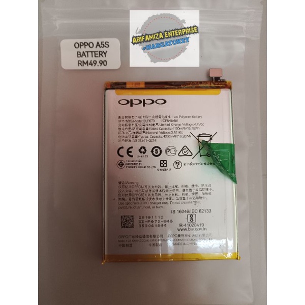 📱SPAREPARTS📱OPPO A5S BATTERY 💯ORIGINAL/MURAH & KUALITI ORI | Shopee ...