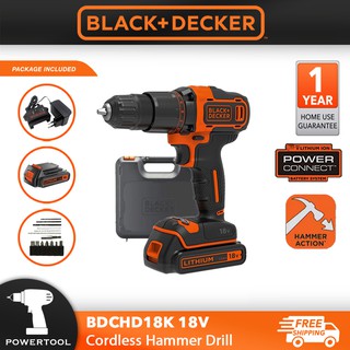 BLACK DECKER BDCHD18K Cordless Hammer Drill Powered by 18V