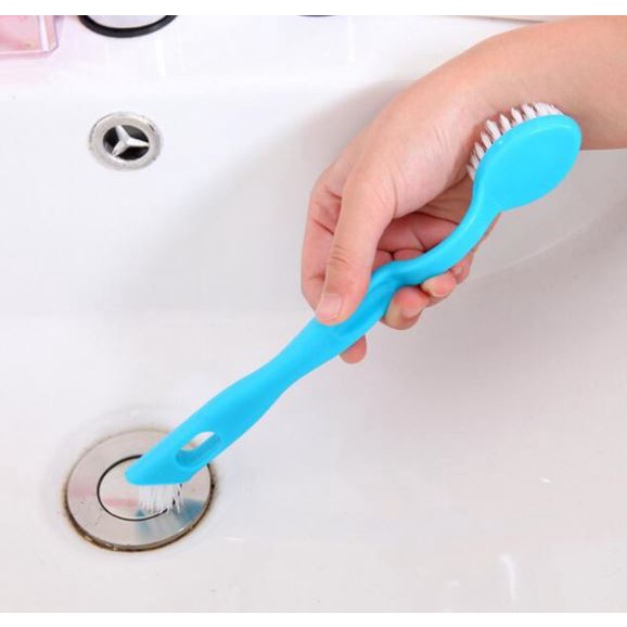 2 In 1 Toilet Long Handle Cleaning Brush Shoe Brush Double Head Brush 3 Way Greybeige 7767