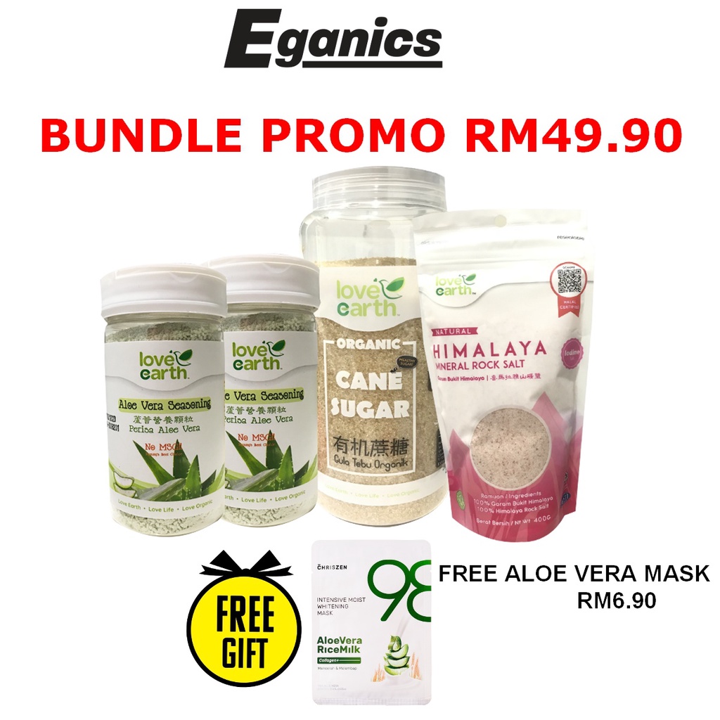 Love Earth Aloe Vera Seasoning 150g / Organic Cane Sugar 800g/ Himalaya