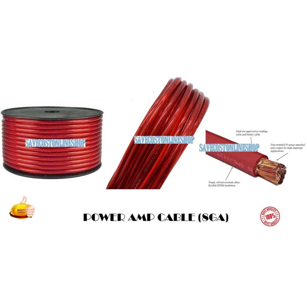 POWER AMP CABLE (8GA) PRICE FOR 1METER 2 METER 5 METER | Shopee Malaysia