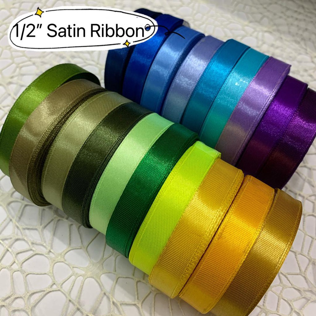 Premium Satin Ribbon Half Inch used for Gift Wrapping, Scrapbooking, Crafts