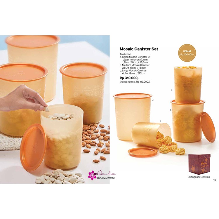 Tupperware Gold Mosaic Canister Set with Gift Box Shopee Malaysia
