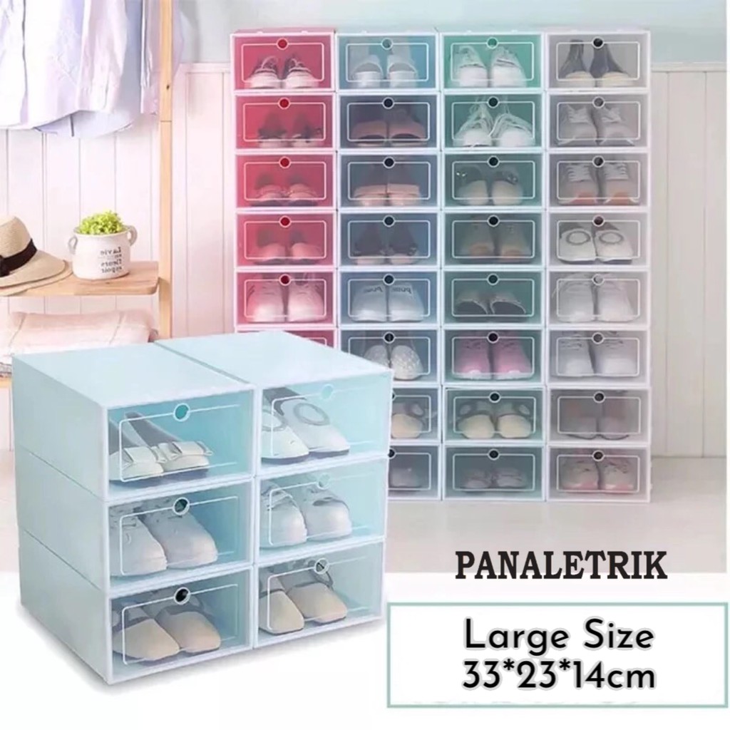 Stackable Storage Shoes Box LARGE Size 33 23 14cm Foldable Shoe Rack Storage Box Organizer Case Wardrobe Storage Cube Shopee Malaysia