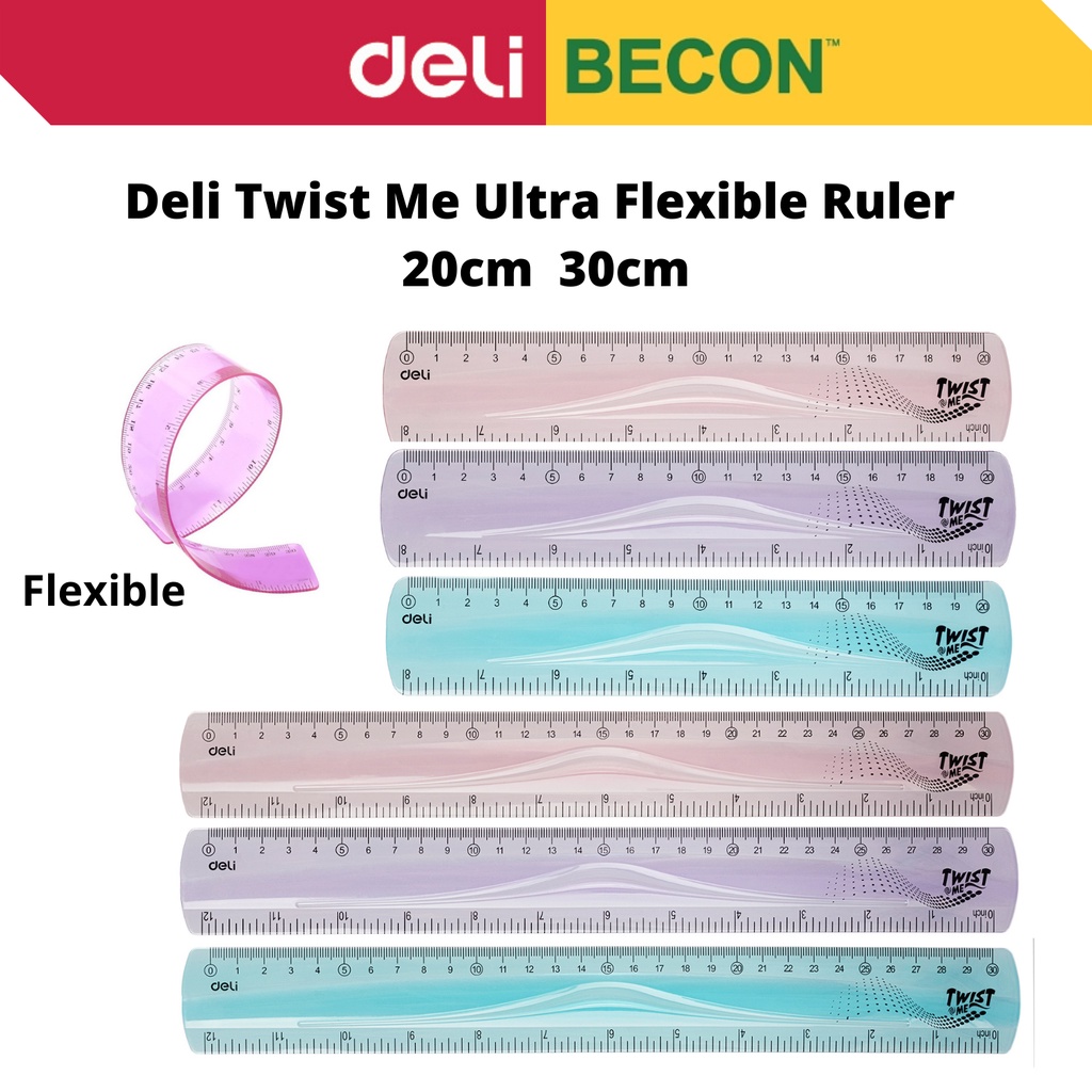 Deli Twist Me Ultra Flexible Ruler 20cm 30cm | Shopee Malaysia