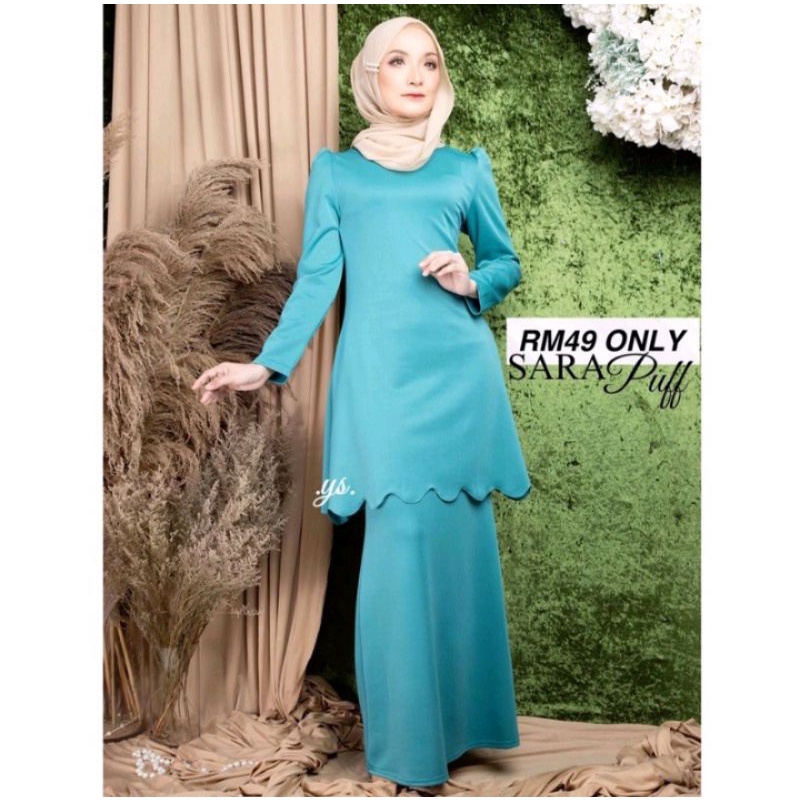 Baju Kurung Puff Baju Kurung Scallop Shopee Malaysia