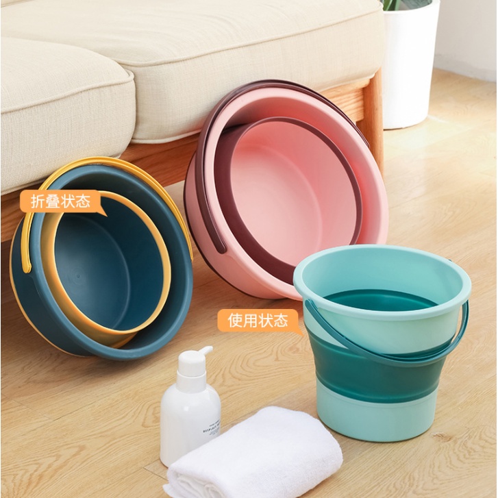 Foldable Collapsible Bucket Pail Water Washing Cleaning Tong Baldi ...