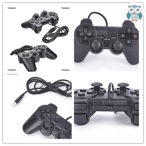 Black USB Dual PC Computer Wired Gamepad Game Controller Joystick ...