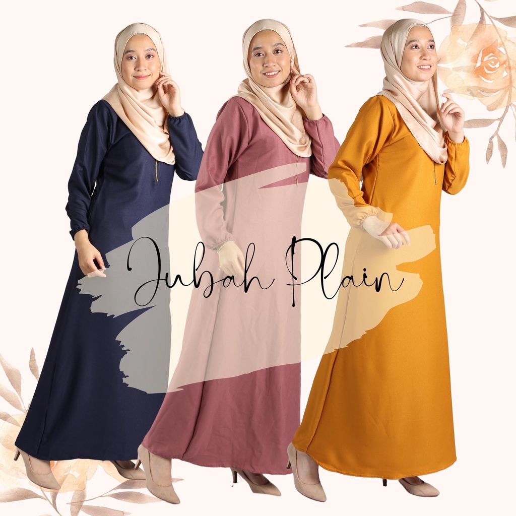 BAJU Jubah Muslimah | Jubah Plain Crepe | Jubah Umerah Plain | Long ...