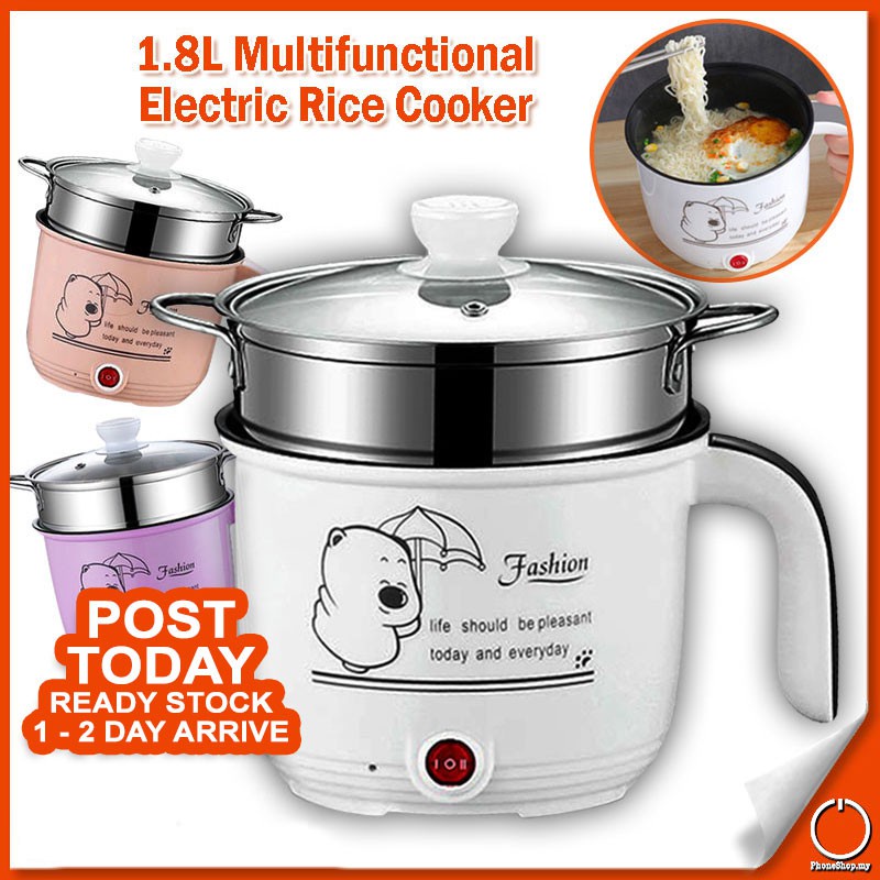 𝟮 𝗠𝗢𝗗𝗘 Non Stick Mini Cooker Pot Steamer Tray Rice Soup Maggi Mee ...