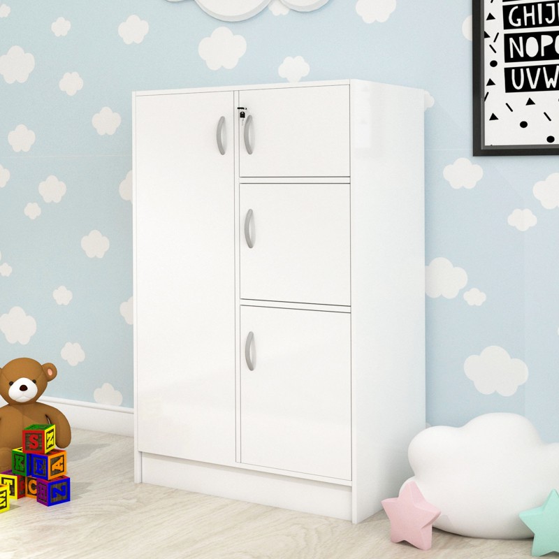 Loft Living BARRY almari baju budak with key lock 4 door children wardrobe/ kabinet baju kanak kanak/Home Furniture
