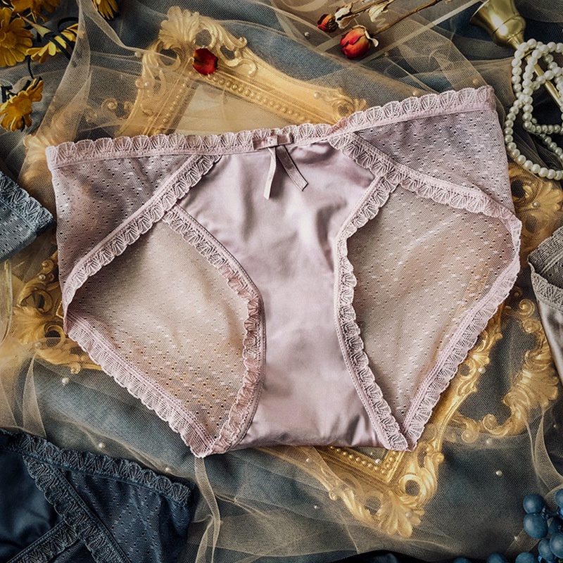 Sexy Lace Panties Women Silk Underwear Plus Size Spender Perempuan Seluar  Dalam Wanita Celana Dalam Wanita Seksi 性感蕾丝内裤