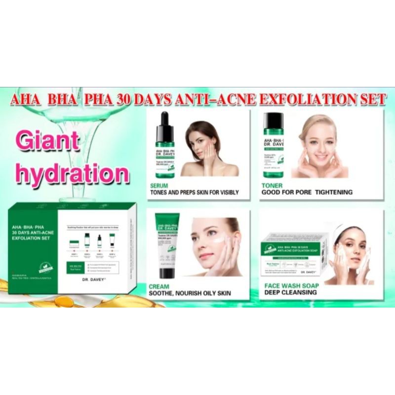 ACNE KIT AHA BHA PHA 30 DAYS ANTI ACNE AND EXFOLIATING SET 4 | Shopee ...