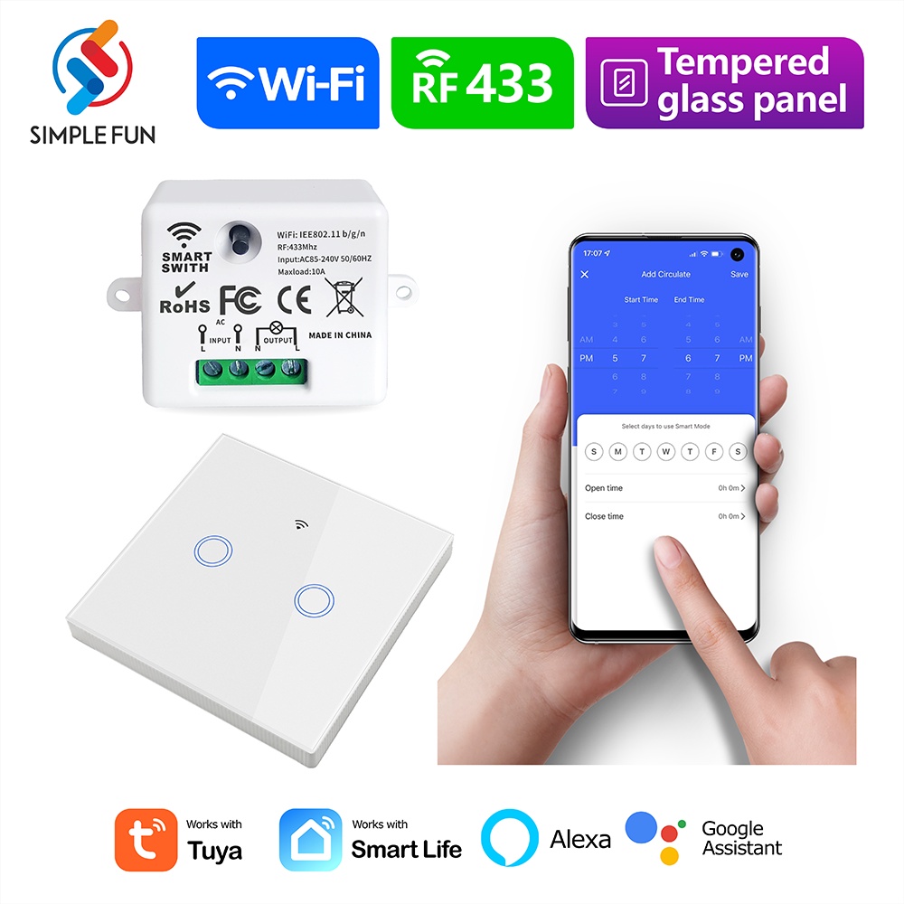 Mini Module WIFI Tuya Smart Light Switch Wall Panel Push Button Switch