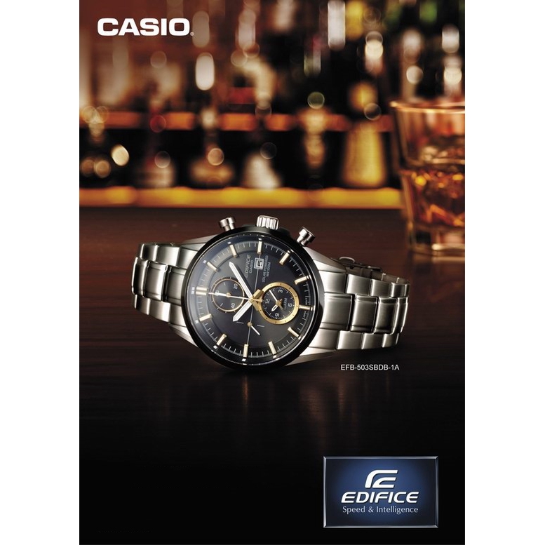 OFFICIAL WARRANTY Casio Edifice EFB 503SBDB 1A Solar Power Chronograph 100M Sapphire Black Dial Stainless Steel Watch Shopee Malaysia