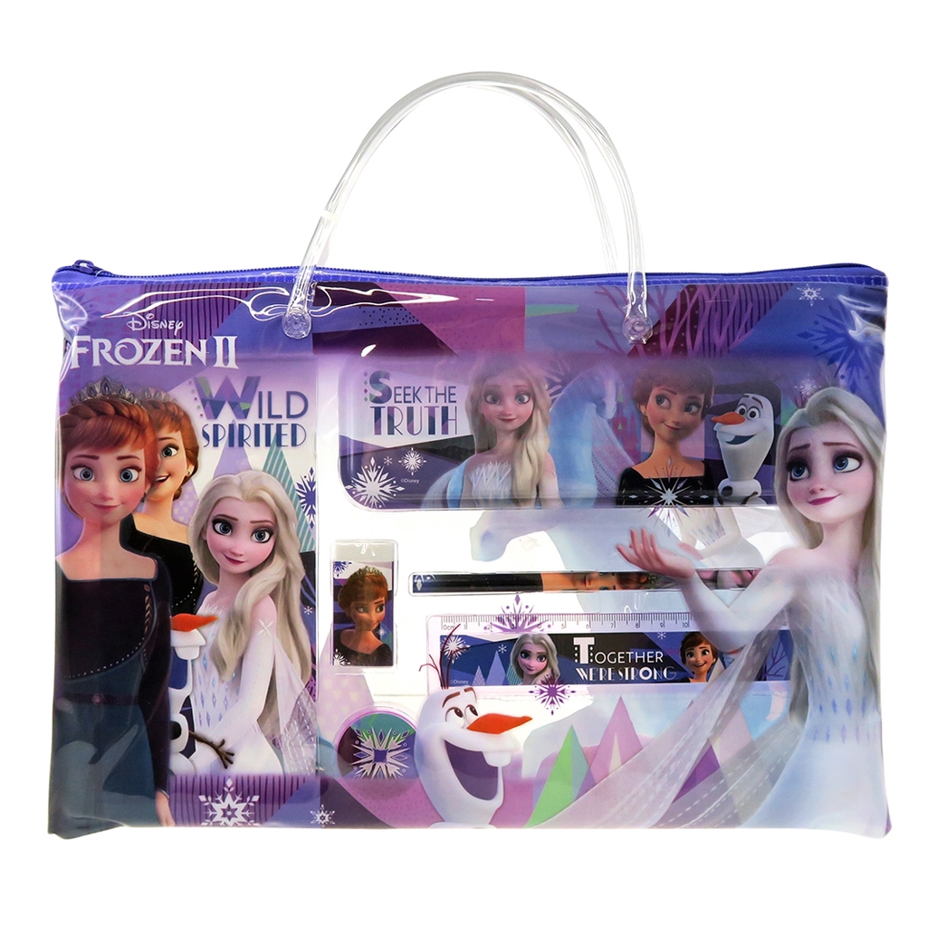 Disney Frozen 2 Elsa & Anna Stationery Set with Transparent Bag 7 in 1