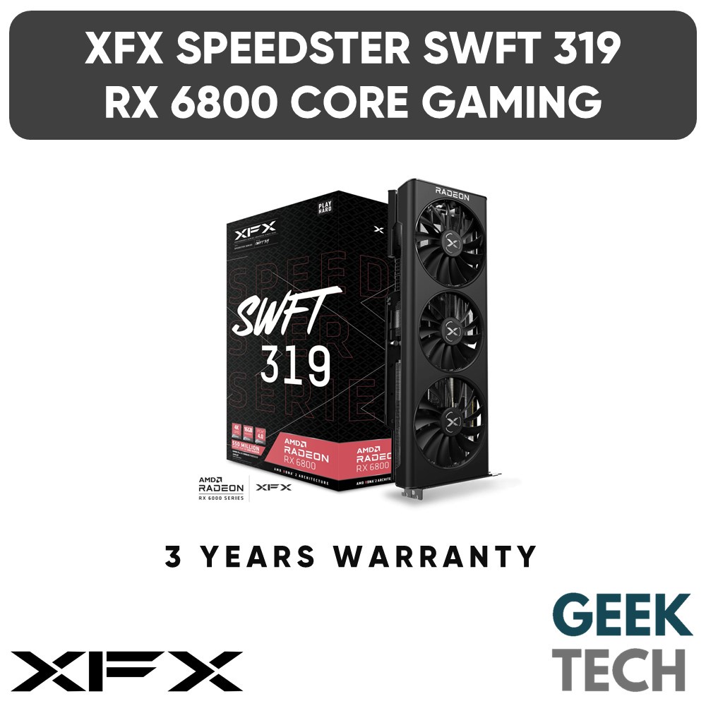 XFX Speedster SWFT 319 AMD Radeon RX 6800 CORE Gaming Graphics Card with 16GB GDDR6, AMD RDNA™ 2