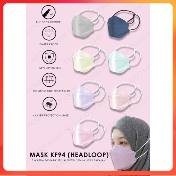 1 Pack (10 Pcs) Face Mask Headloop KF94 muslimah hijab | Shopee Malaysia