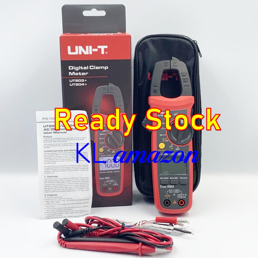 UNI-T UT204+ Digital Clamp Meter True RMS Capacitance Temperature -40 ...
