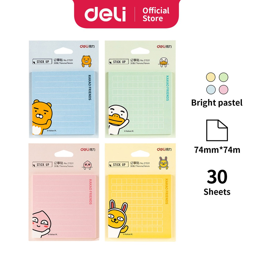 Deli Sticky Notes 21531 Kakao Series Sticky Notes Stick Up 30 Sheets ...