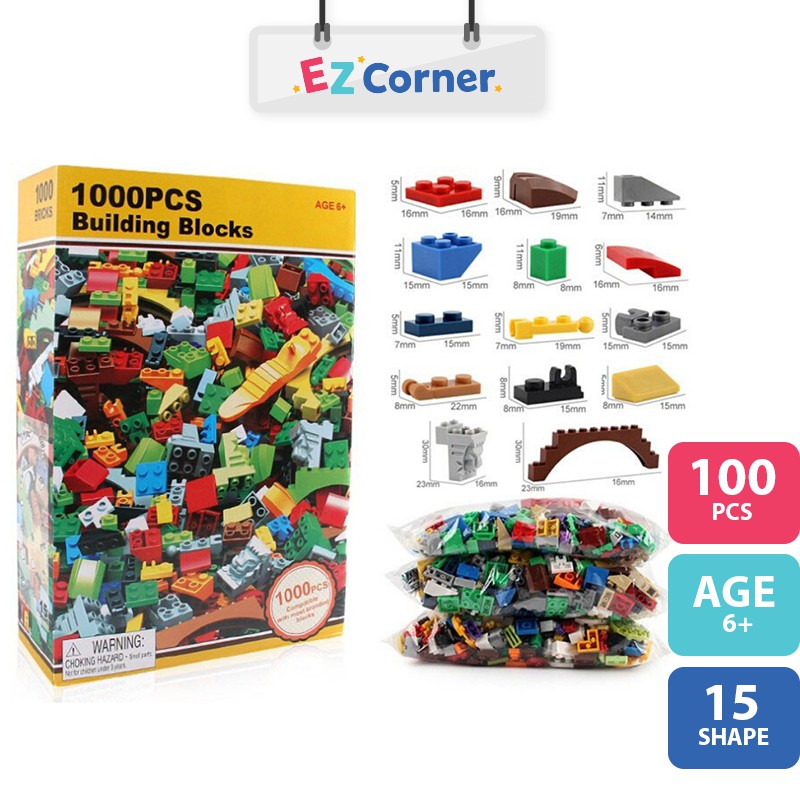 EZCORNER 1000PCS Mix Building Blocks Lego Compatible Bricks Block Kids ...
